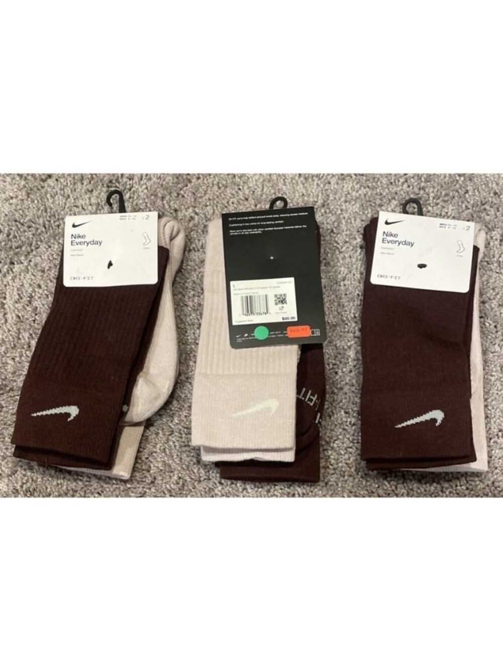 6 Pairs-Nike Everyday Plus Crew Socks - 2x3 Packs
